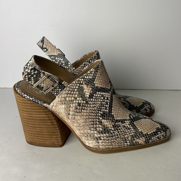 Vince Camuto Chemine Snake Print Booties Mules 9 - Picture 3 of 8